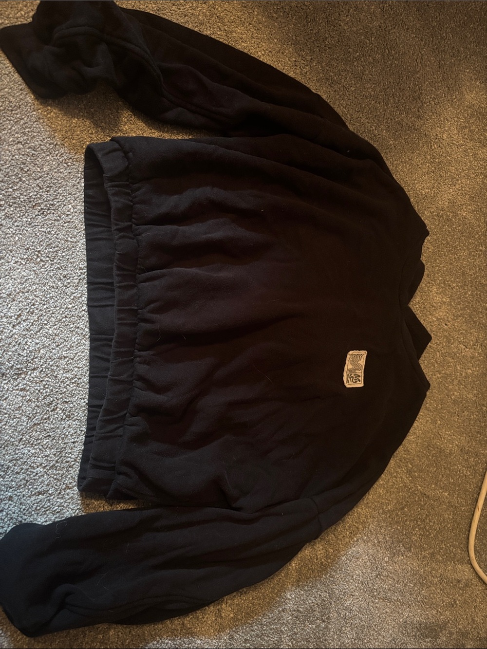 Classic Black Crewneck Sweatshirt with Chest Patch